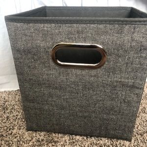 Gray storage bin
